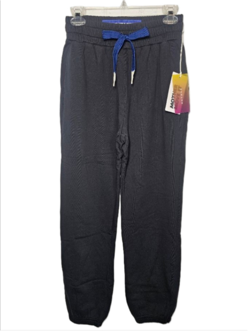 MOTHER Denim Knock Out Ankle Pant Jogger Faded Black Blue String Small NWT